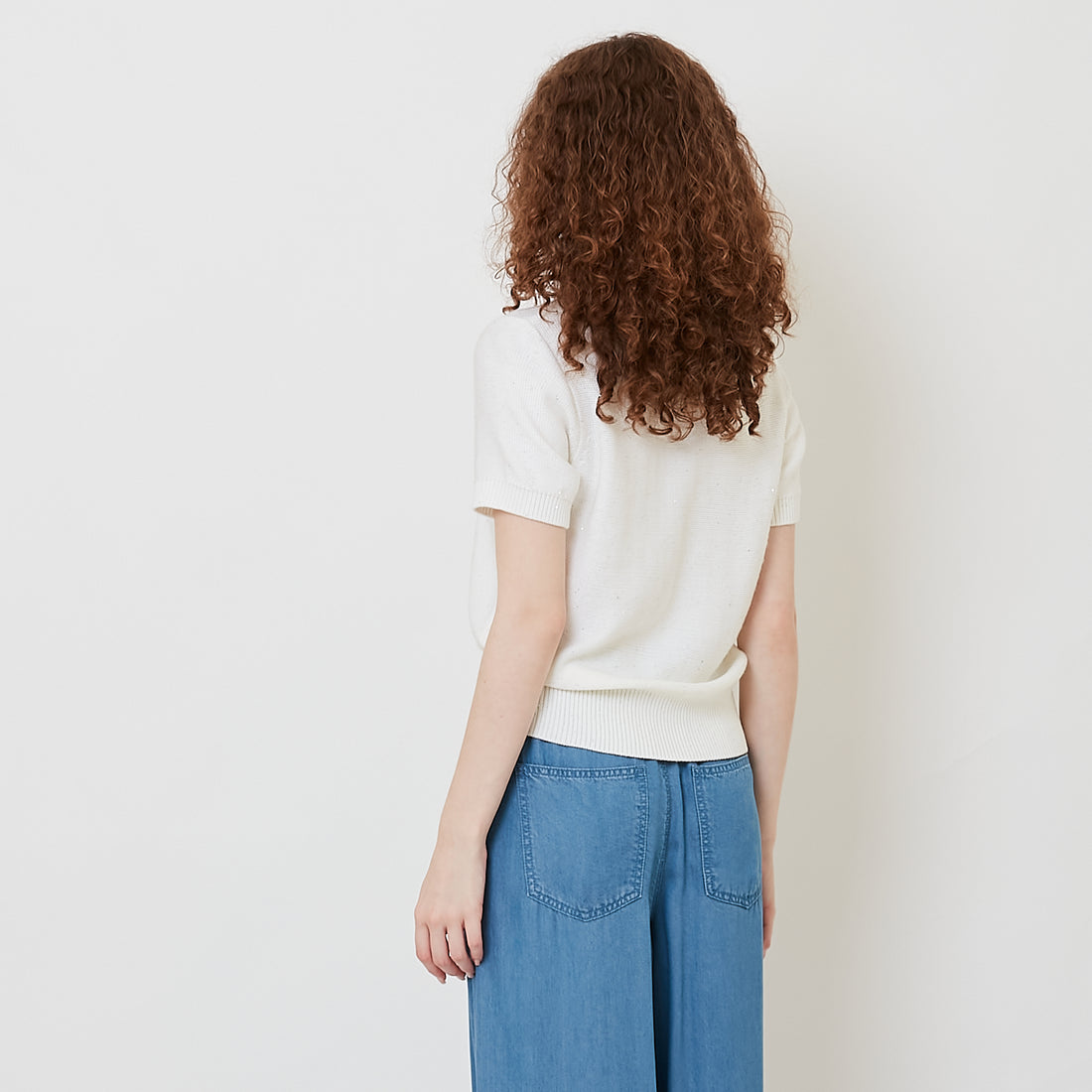 Women Sequin Knit Top - Off White - SW2511235A