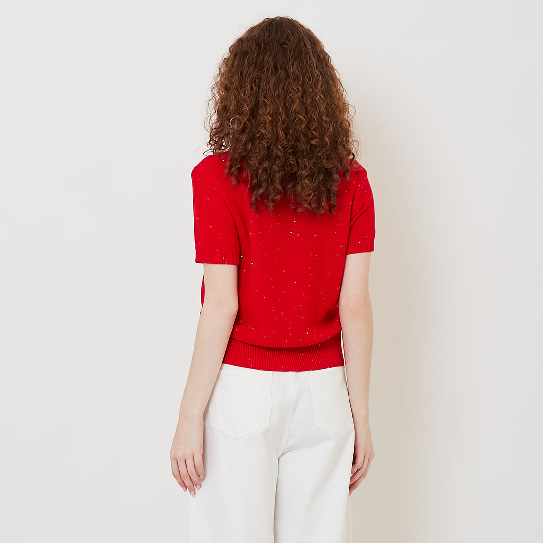 Women Sequin Knit Top - Red - SW2511235B