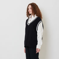 Women Cable Knit Vest - Navy - SW2512208B