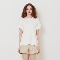 Women Side Split Knit Top - Off White - SW2512209A