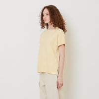 Women Side Split Knit Top - Yellow - SW2512209B