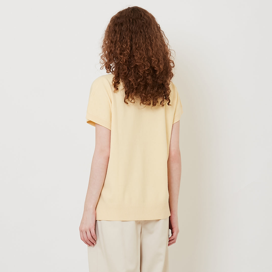 Women Side Split Knit Top - Yellow - SW2512209B