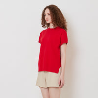 Women Side Split Knit Top - Red - SW2512209D