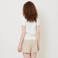 Women Cable Knit Top - Off White - SW2512210A