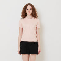 Women Cable Knit Top - Salmon - SW2512210B