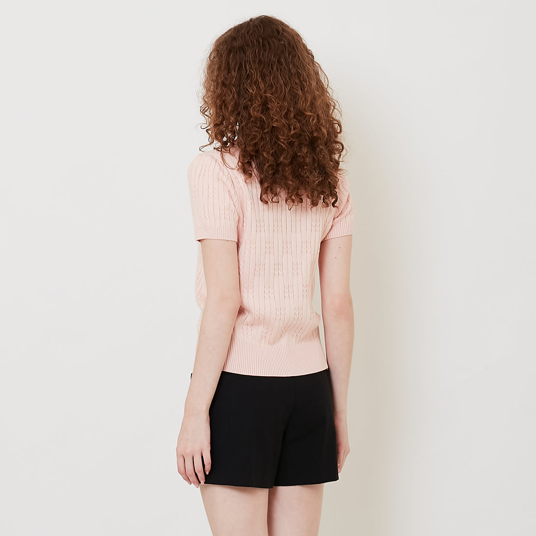 Women Cable Knit Top - Salmon - SW2512210B