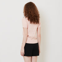 Women Cable Knit Top - Salmon - SW2512210B