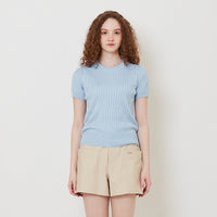 Women Cable Knit Top - Light Blue - SW2512210C