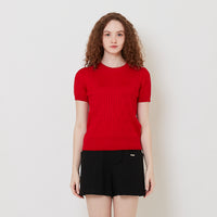 Women Cable Knit Top - Red - SW2512210D