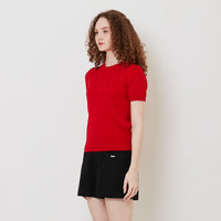 Women Cable Knit Top - Red - SW2512210D