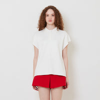 Women Embroidery Polo Knit Top - Off White - SW2512211A