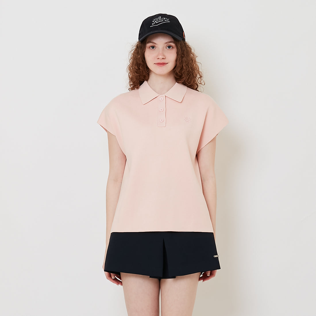 Women Embroidery Polo Knit Top - Salmon - SW2512211B