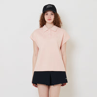 Women Embroidery Polo Knit Top - Salmon - SW2512211B