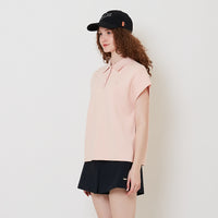 Women Embroidery Polo Knit Top - Salmon - SW2512211B