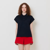 Women Embroidery Polo Knit Top - Navy - SW2512211D