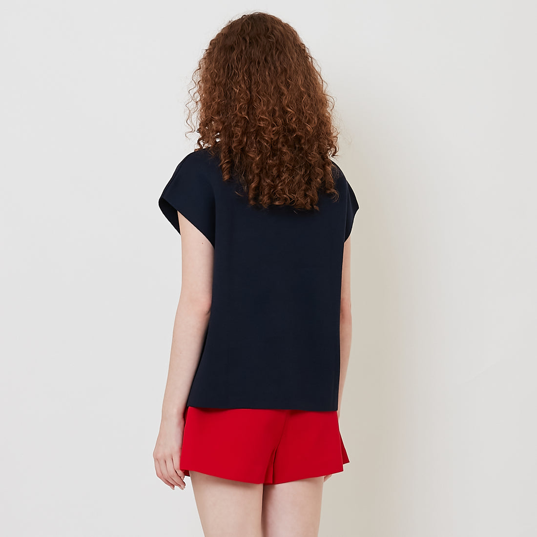 Women Embroidery Polo Knit Top - Navy - SW2512211D