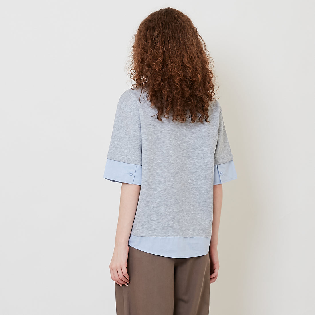 Women Combined Polo Top - Light Grey - SW2512212A