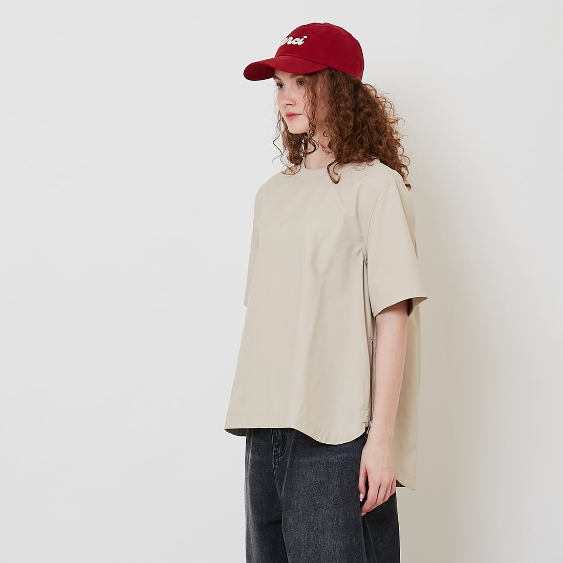 Women Cotton Nylon Top - Light Khaki - SW2512216A