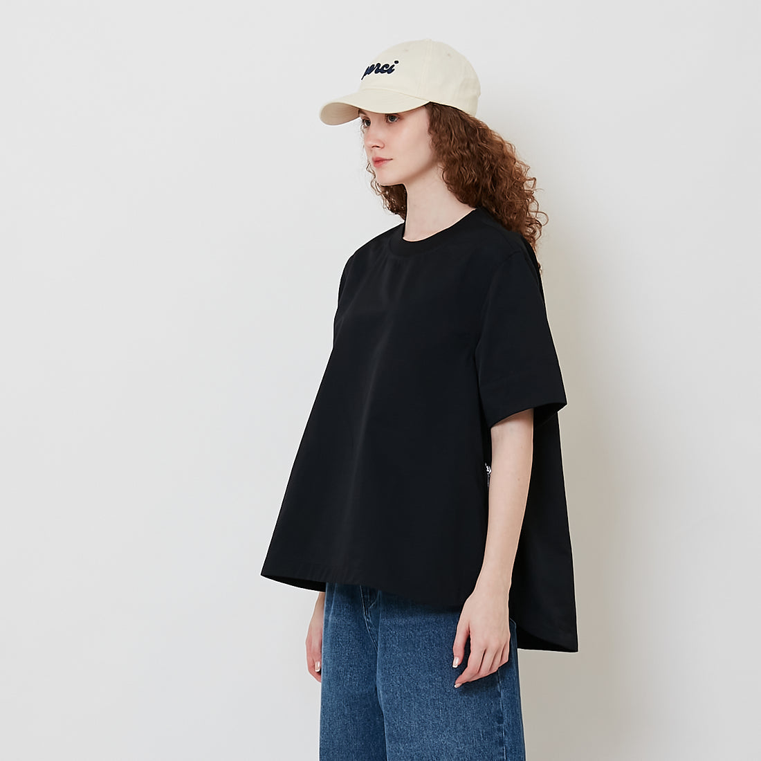 Women Cotton Nylon Top - Black - SW2512216B