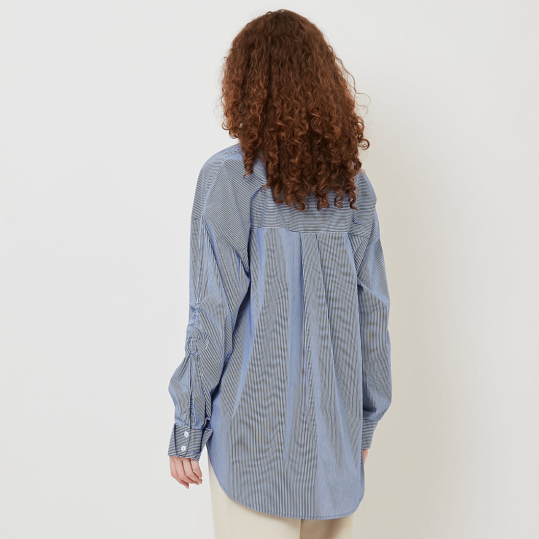 Women Oversized Folded Cuff Shirt - Blue - SW2512217B