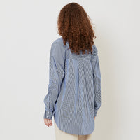 Women Oversized Folded Cuff Shirt - Blue - SW2512217B