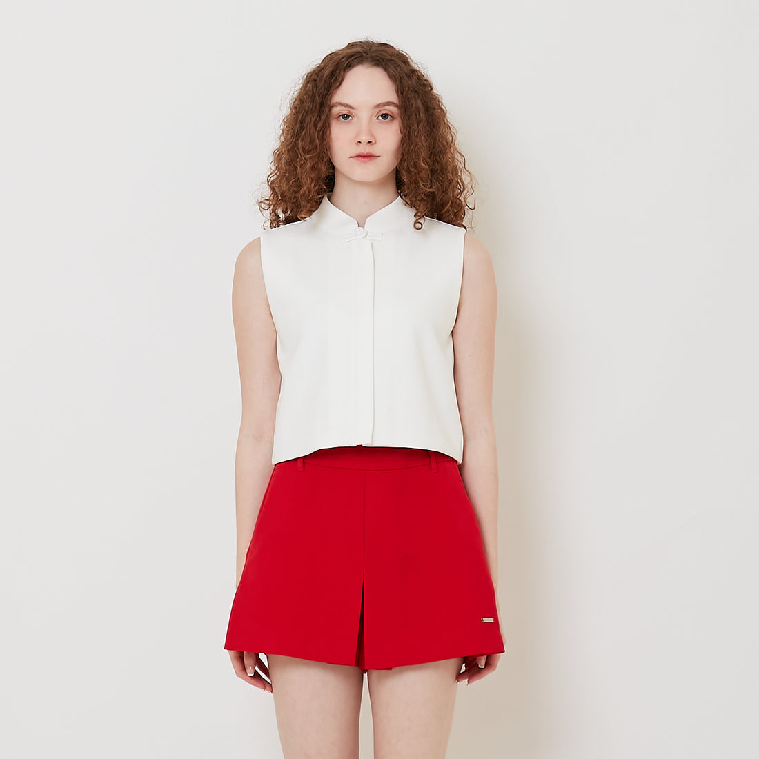 Women Oriental Zip Up Top - Off White - SW2512225A