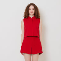 Women Oriental Zip Up Top - Red - SW2512225B