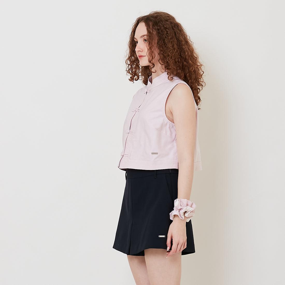 Women Mandarin Collar Blouse - Light Pink - SW2512227A