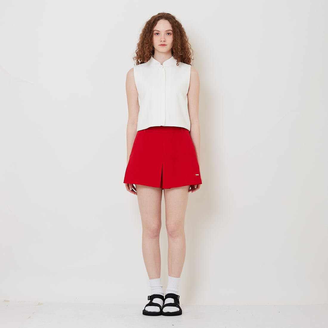 Women Pleated Shorts - Red - SW2512229A