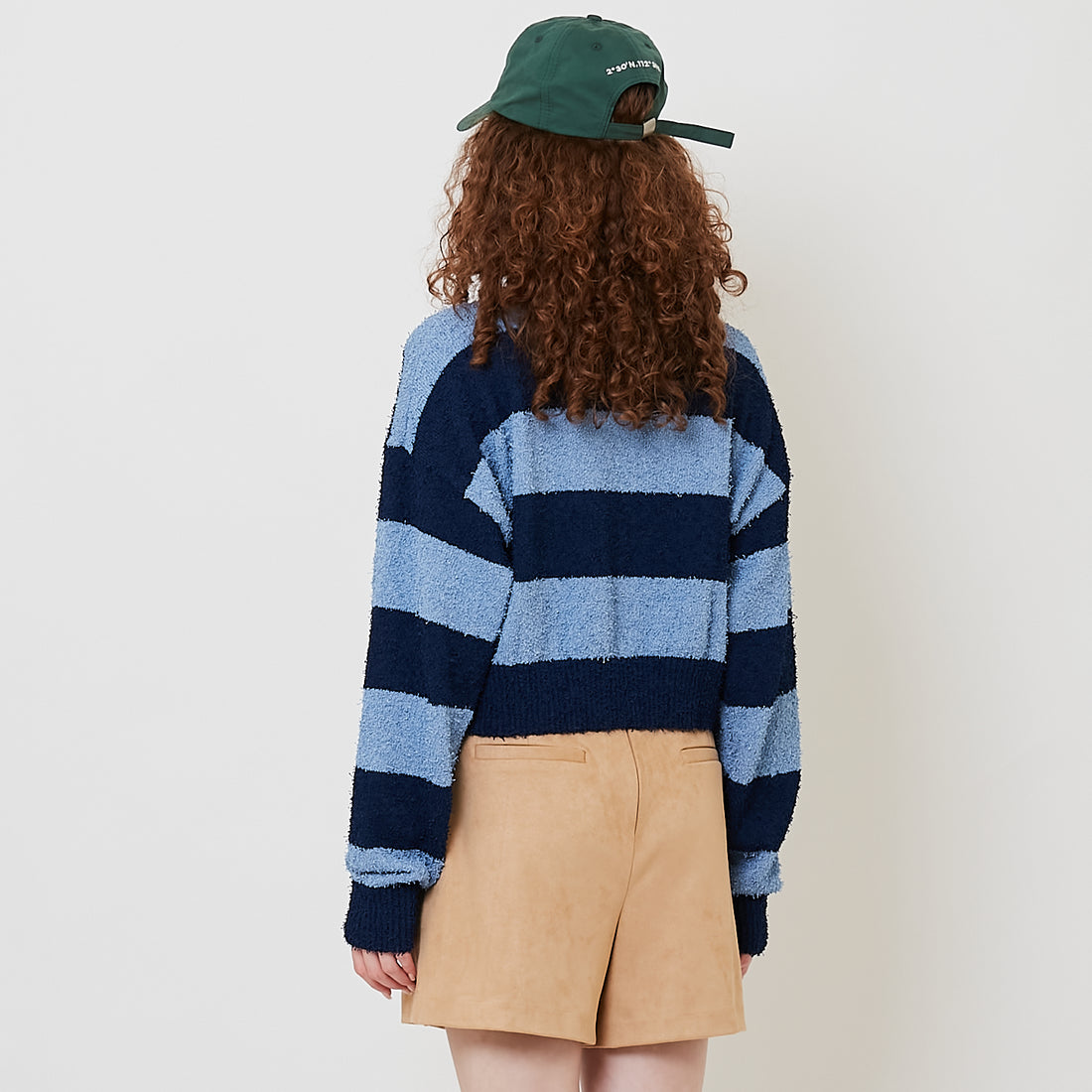 Women Striped Polo Knit Top - Light Blue - SW2512232A