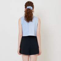 Women Mandarin Collar Blouse - Light Blue - SW2512243A