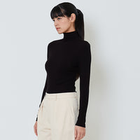 Women Mock Neck Top - Black - SW2601008B