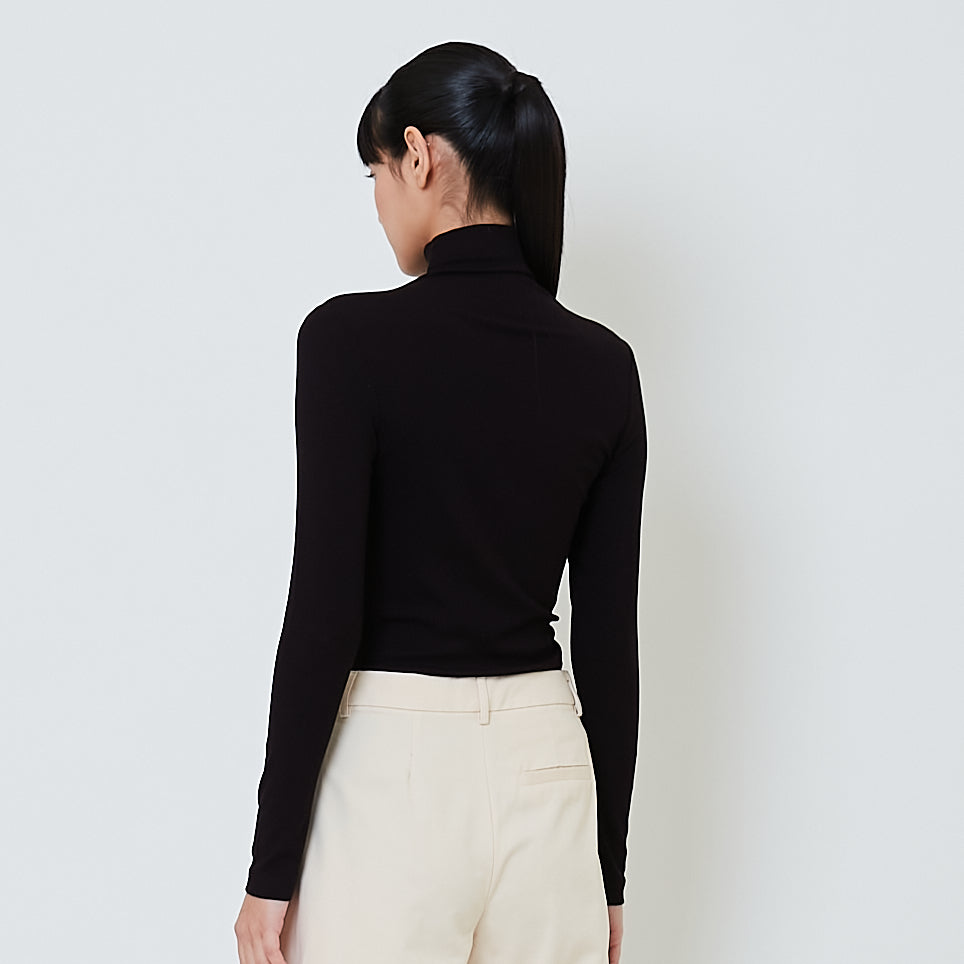 Women Mock Neck Top - Black - SW2601008B