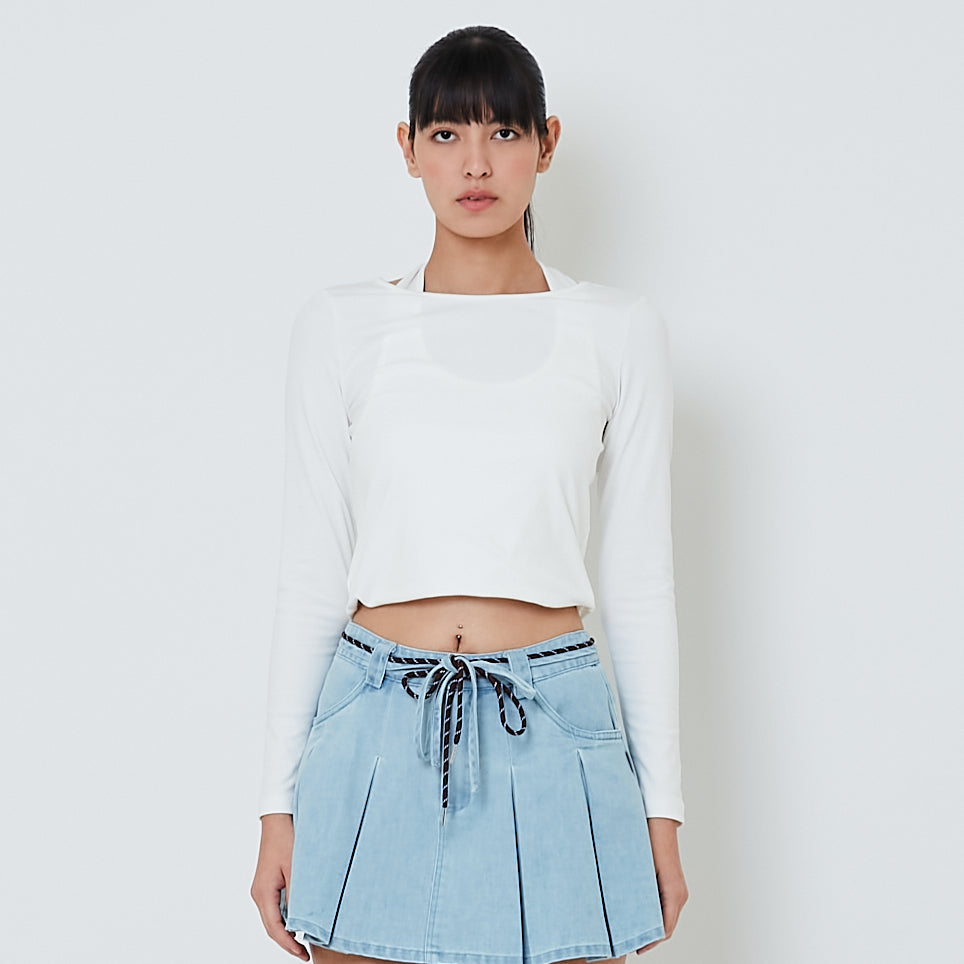 Women 2-Way Knit Top - Off White - SW2601009A