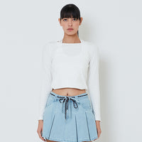 Women 2-Way Knit Top - Off White - SW2601009A