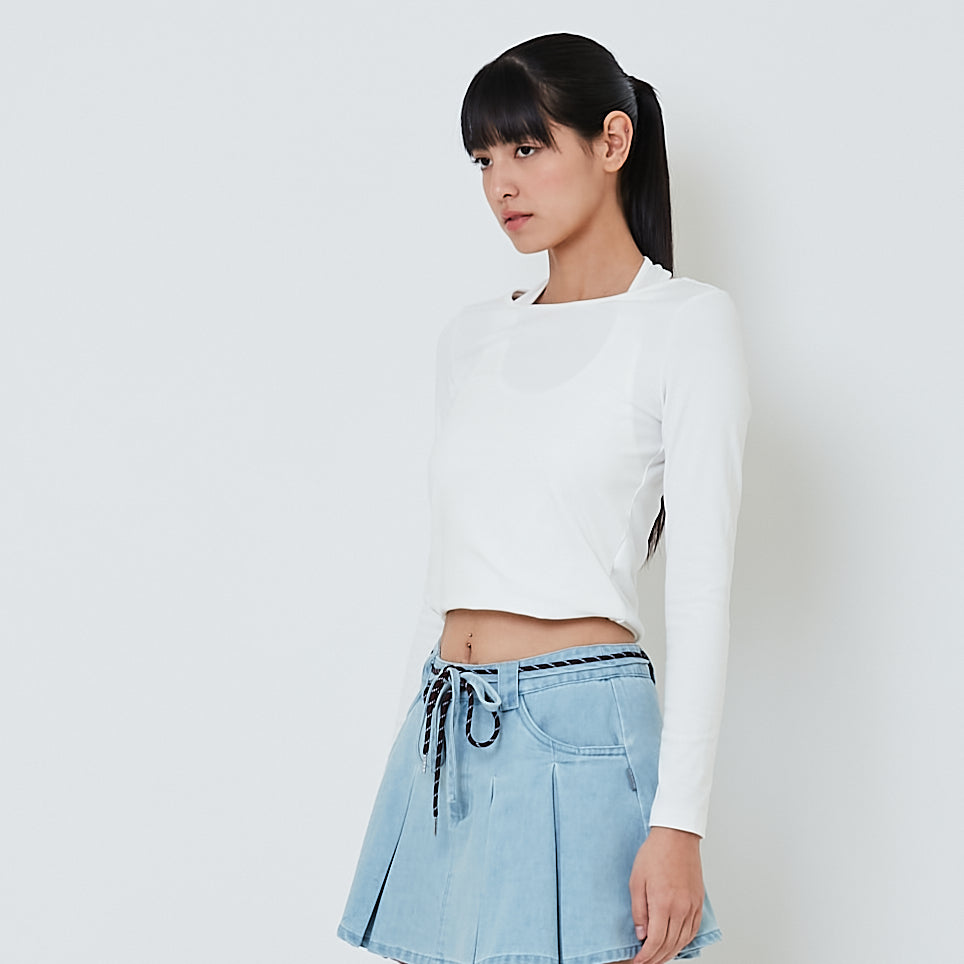 Women 2-Way Knit Top - Off White - SW2601009A