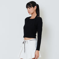Women 2-Way Knit Top - Black - SW2601009C