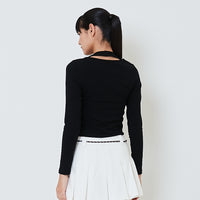 Women 2-Way Knit Top - Black - SW2601009C