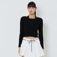 Women 2-Way Knit Top - Black - SW2601009C