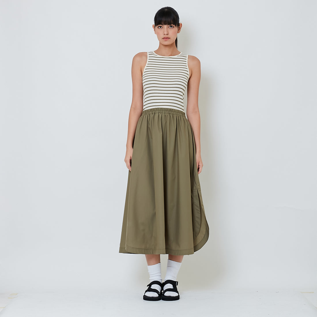 Women Combined Maxi Dress - Green - SW2601011A