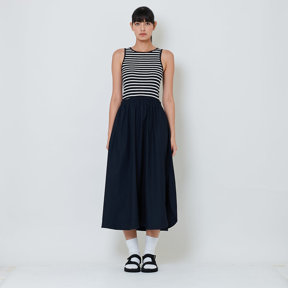 Women Combined Maxi Dress - Navy - SW2601011B