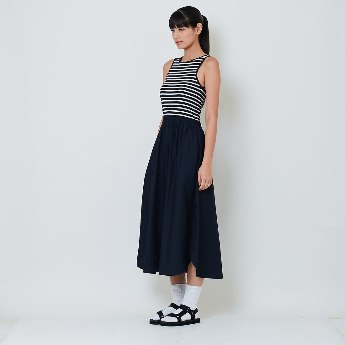Women Combined Maxi Dress - Navy - SW2601011B