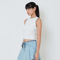 Women Scallop Edge Tank Top - Off White - SW2601012A