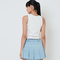 Women Scallop Edge Tank Top - Off White - SW2601012A