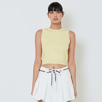 Women Scallop Edge Tank Top - Yellow - SW2601012B