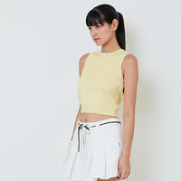 Women Scallop Edge Tank Top - Yellow - SW2601012B
