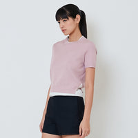 Women Contrast Knit Top - Pink - SW2601013B