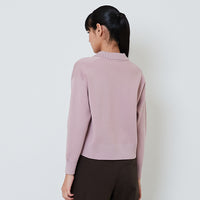 Women Contrast Polo Sweater - Pink - SW2601014A