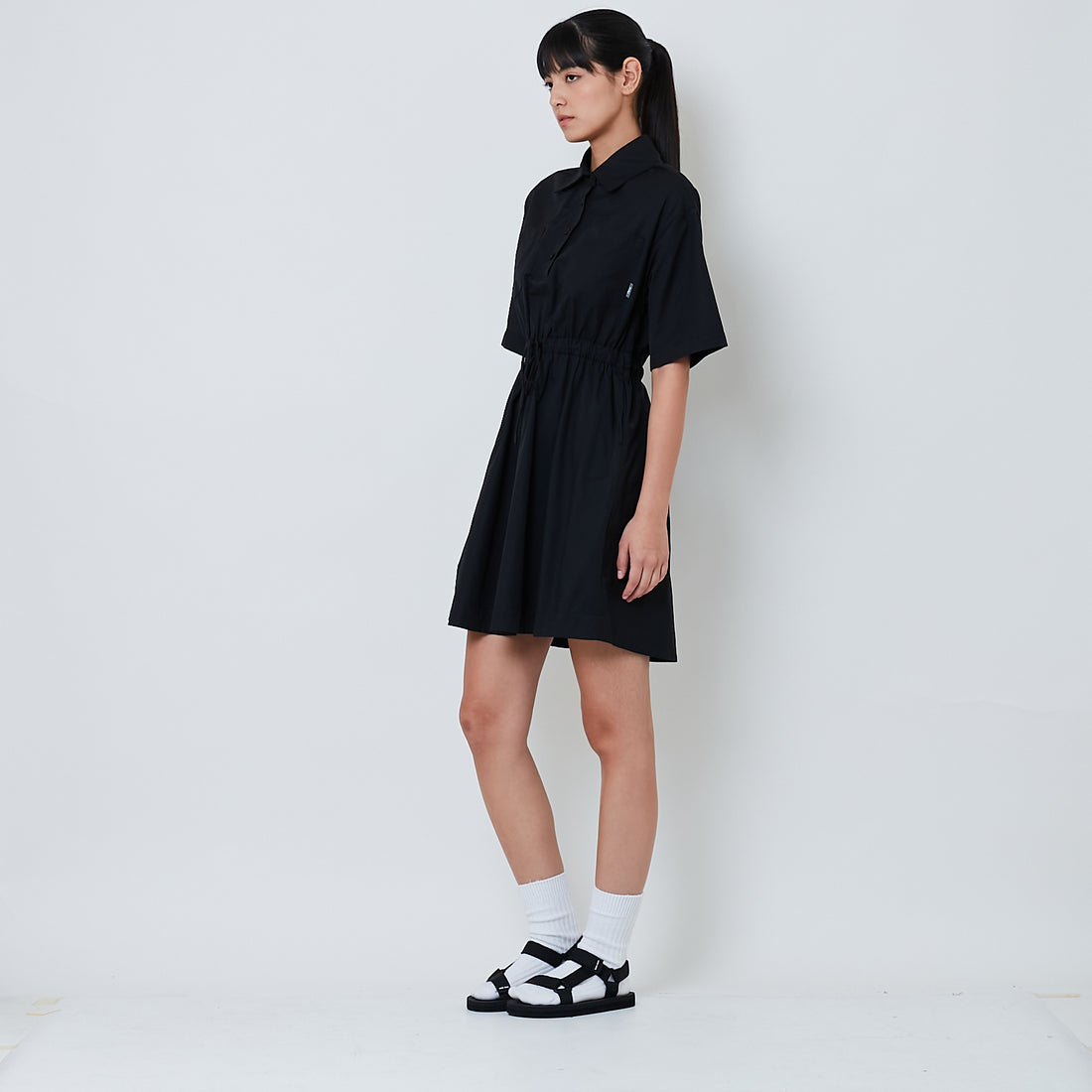 Women Nylon Short Dress - Black - SW2601019B