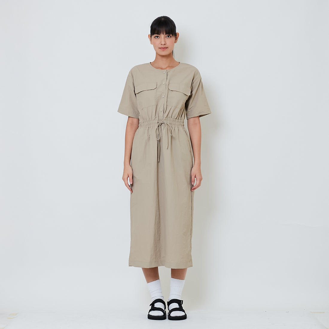 Women Nylon Maxi Dress - Khaki - SW2601020A